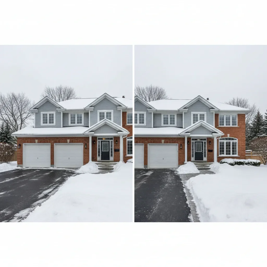 Snow removal service transformation - before and after by Signature Landscaping Oshawa in Oshawa